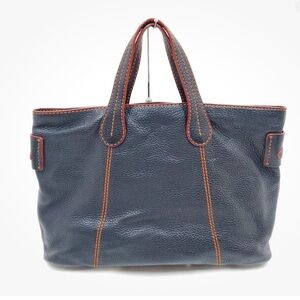 Tod's Black and Blue Spacious Tote Bag with Leather Handles